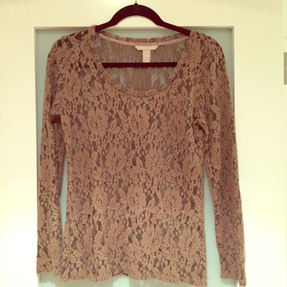 Banana Republic taupe lace top